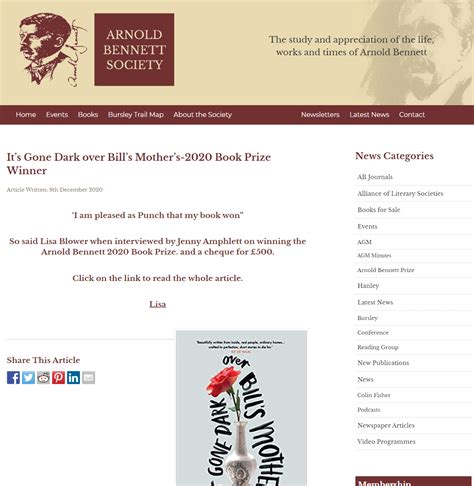 Arnold Bennett Book Prize 2020 Winners Announced Myriad