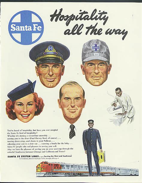 Hopsitality All The Way Santa Fe Railroad Ad 1949