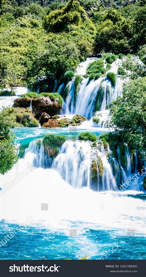 Long Exposure Krka River Waterfalls Details Stock Photo 2262388085