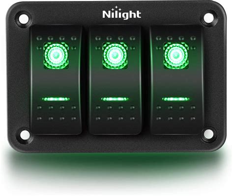 Nilight 3 Gang Aluminum Rocker Switch Panel Toggle Dash 5 Pin On Off