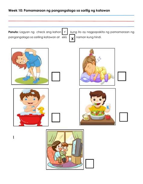 Pangangalaga Sa Sarili Interactive Worksheet Elementary Learning