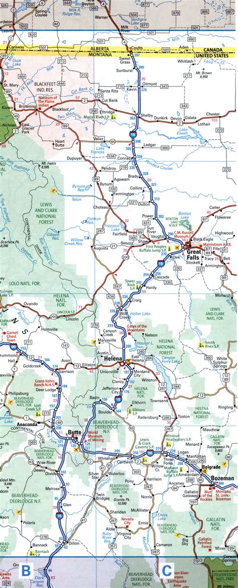 Map I-15 interstate highway route California, Newada, Utah, Idaho