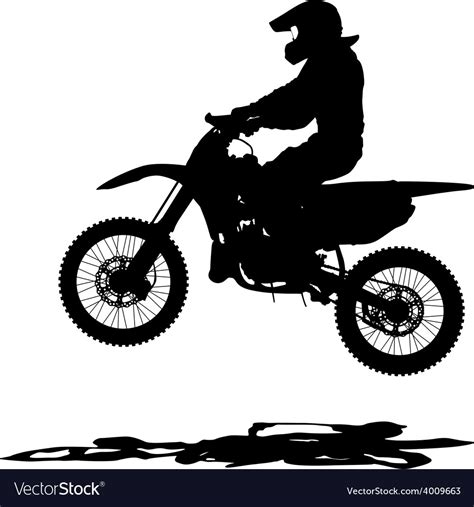 Black Silhouettes Motocross Rider On A Motorcycle Vector Image