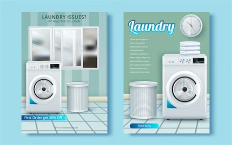 Premium Vector Washing Machine On Abstract Vector Flyer Brochure