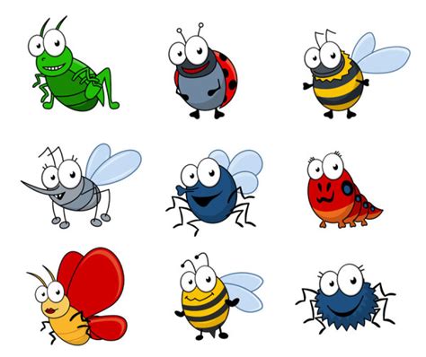 Funny Cartoon Insects Vector Set 04 For Free Download
