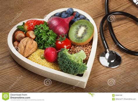Healthy Food In Heart Shaped Bowl Stock Photo Image Of Nutrition