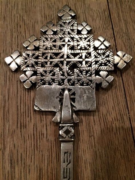 Antique Silver Alloy Ethiopian Hand Crosslarge Necklace Pendant