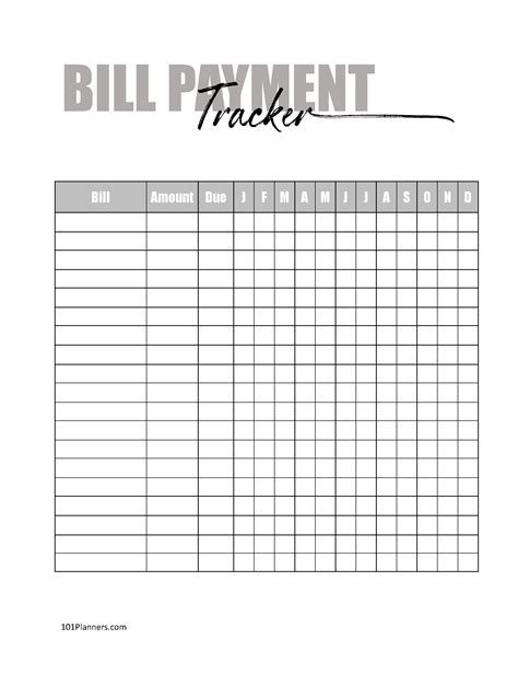 Free Printable Bill Pay Tracker Printable Templates