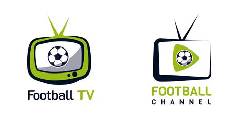 Football Soccer Tv Channel Logo With Television Play And Ball Symbol