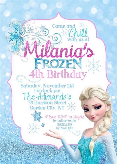 Elsa Birthday Invitations Frozen Birthday Party Invites Frozen