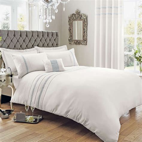 Silver Diamante Stripe Bed Linen Collection Dunelm Striped Bedding