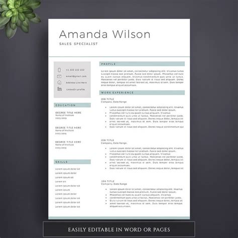 resume template professional resume template modern resume etsy