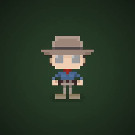 Famous Characters In Pixel Art Dr Alan Grant From Jurassic Park Jp