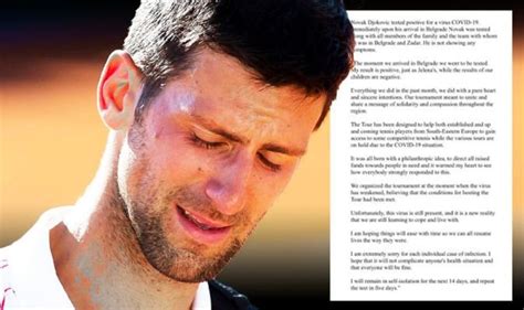 He is currently spending time with his family ahead of the us open. Novak Djokovic tests positive for coronavirus as world No ...