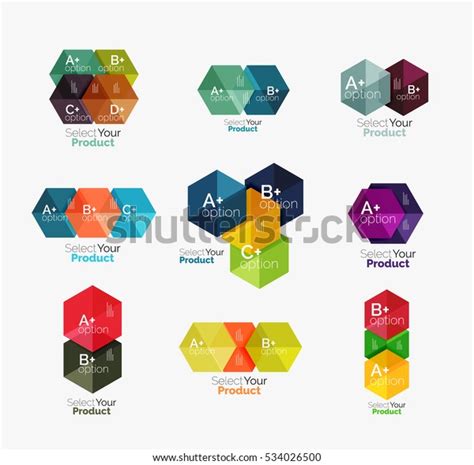 Set Business Hexagon Layouts Text Options Stock Vector Royalty Free