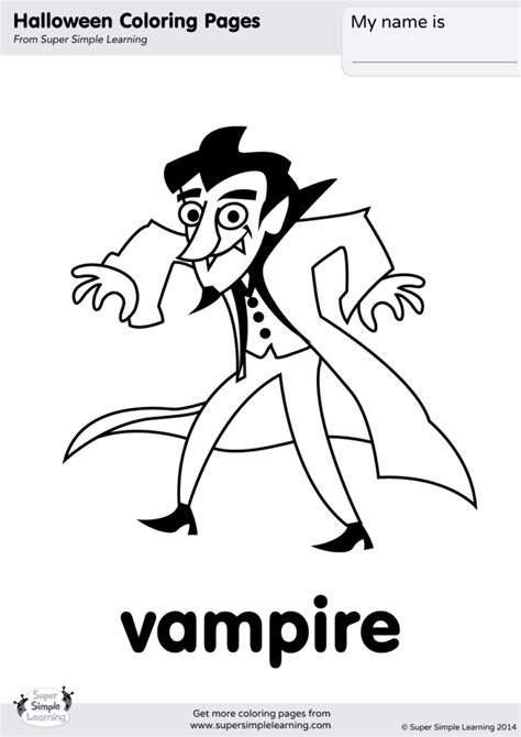 Vampire Coloring Page Super Simple