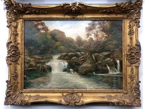 Antiques Atlas River Landscape Oil Painting Of Waterfall 19th