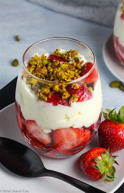No Bake Strawberries And Cream With Mascarpone And A Pistachio Crumble
