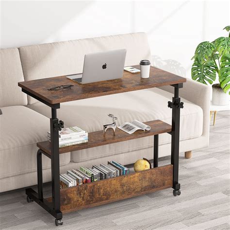 Buy Tribesigns Height Adjustable C Table With Wheels Mobile Bedside