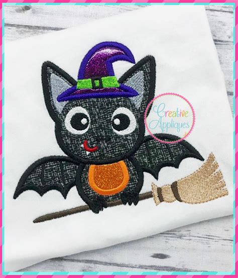Witch Bat Applique 4 Sizes Products Swak Embroidery