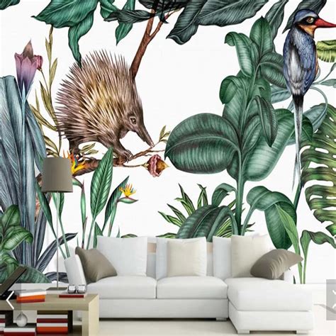 Nordic Tropical Leaf Wallpaper Mural Home Wall Decor Wall Paper Home