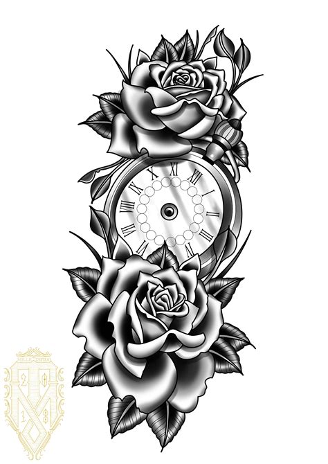 Roses And Clock Tattoo Roses And Clock Watch Tattoos Clock Tattoo