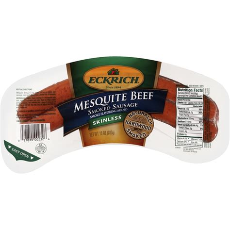 Eckrich Skinless Mesquite Beef Smoked Sausage Sausages Reasors