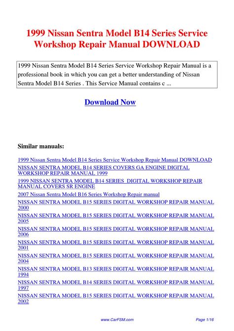 1999nissansentramodelb14seriesserviceworkshoprepairmanual By