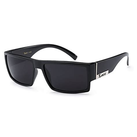 Locs Mens Flat Top Gangster Sunglasses Black Silver Frame 91026 Black