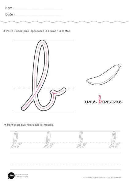 Écrire La Lettre B Minuscule Cursive Fiche Lettre B Minuscule à Imprimer