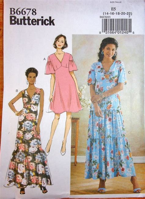 Butterick 6678 Tiered Dress Easy Sewing Pattern Sleeveless Fitted