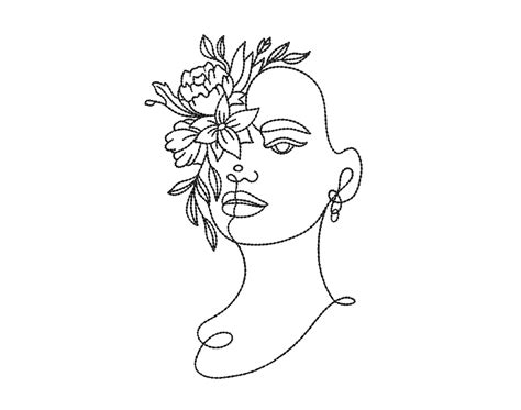 Woman Embroidery Design Face Machine Embroidery Design Etsy