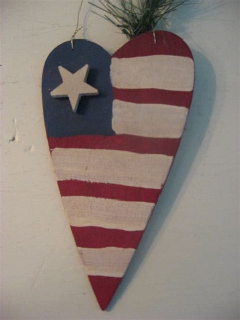 Items Similar To American Flag Heart Wood Ornament On Etsy