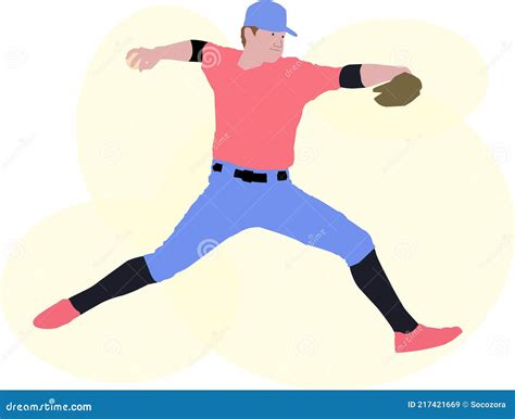 baseball pitcher throwing a ball from the mound stock vector illustration of motion american