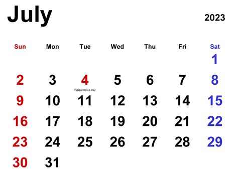 Free Editable July 2023 Calendar Templates
