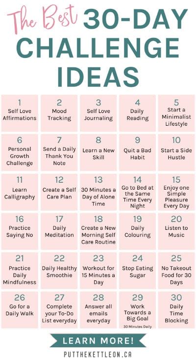 75 Fun 30 Day Challenge Ideas To Improve Life
