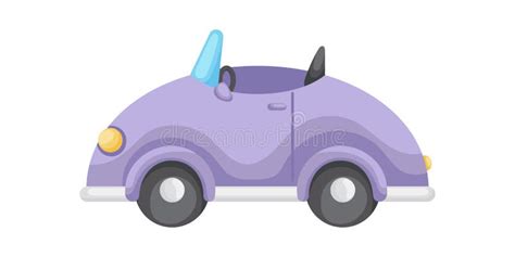 Purple Cartoon Car Isolated On White Background Colorful Automobile