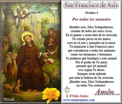 Vidas Santas Estampita Y Oración De San Francisco De Asís Por Los