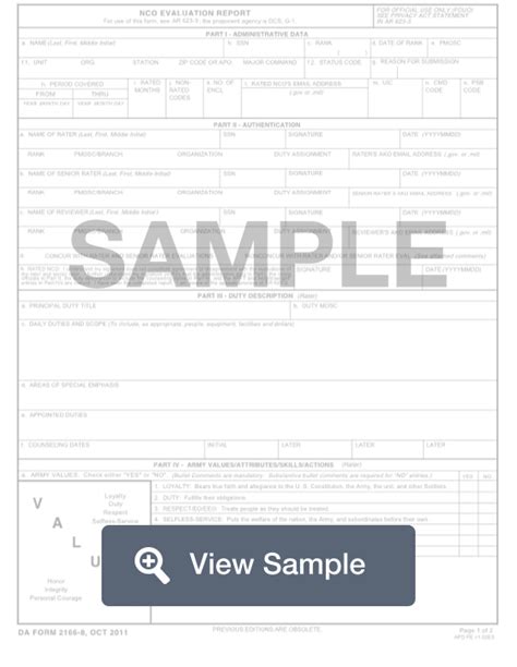 Fillable Da Form 2166 8 Pdf And Word Samples Formswift