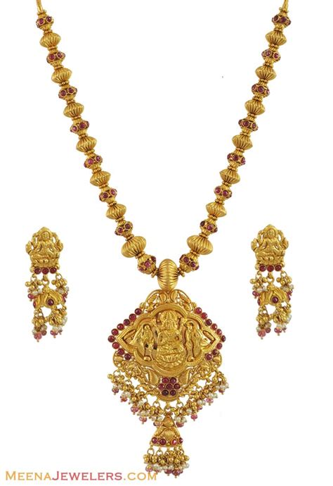 Check spelling or type a new query. Gold Necklace Set (Temple Jewelry) - StAn10529 - 22K Gold Necklace and Earrings Temple jewelry ...