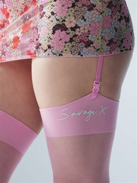 Savage X Monogram Micro Fishnet Stockings In Pink Savage X Fenty Germany