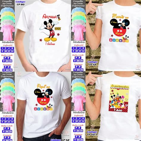 01 Camiseta Adulto Infantil Mickey Mouse Personalizada Elo7