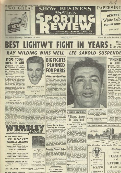 The Weekly Sporting Review Uk Paper February 16th 1952 Vintage And