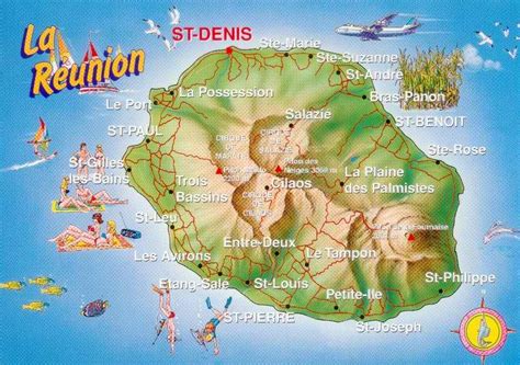 Ile De La Réunion Carte Touristique Vacances Guide Voyage