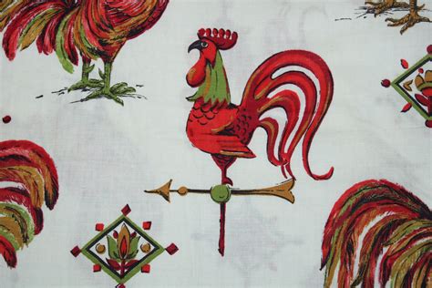 Chicken Print Fabric By The Yard X 35 Wide Rooster Etsy