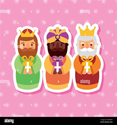 Feliz Dia De Los Reyes Tres Reyes Magos Traen Regalos A Jesús Imagen