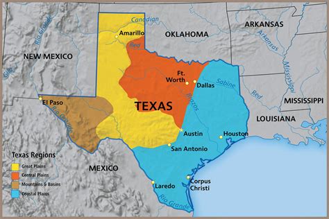4 Regions Of Texas Map With Cities Slidedocnow