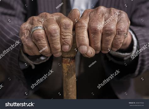 Hand Old Man Holding Cane Stock Photo 283674506 Shutterstock