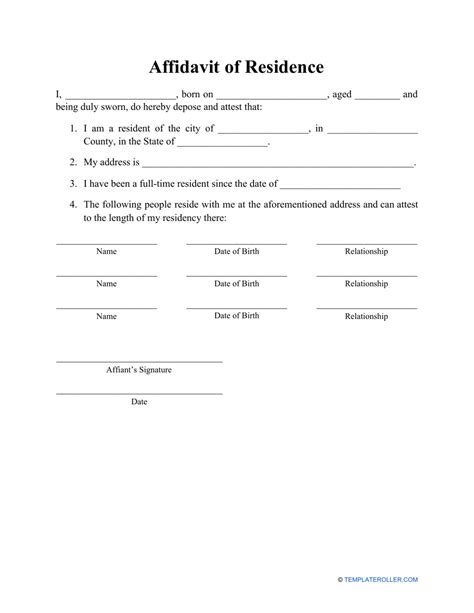 Affidavit Of Residence Form Fill Out Sign Online And Download Pdf Templateroller