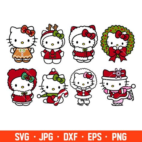 Hello Kitty Christmas Bundle Svg Hello Kitty Svg Christmas Inspire